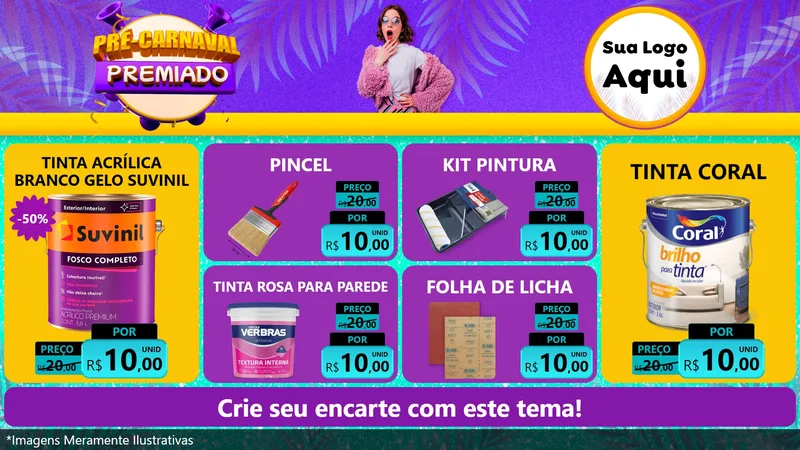 Modelo de TV para TV Horizontal com o tema Pré-Carnaval Premiado para Tintas e Ferramentas