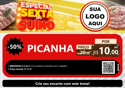 Modelo de Cartaz para Cartaz A4 Horizontal com o tema Especial Sexta do Suíno para Açougue