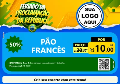 Modelo de Cartaz para Cartaz A4 Horizontal com o tema Feriado da Proclamação da República para Padaria