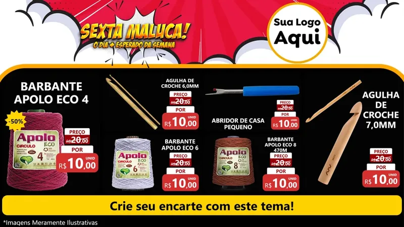 Modelo de TV para TV Horizontal com o tema Sexta Maluca! para Armarinho e Aviamentos