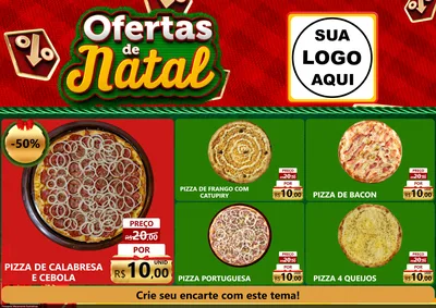Modelo de Encarte para Encarte A4 Horizontal com o tema Ofertas de Natal para Pizzaria