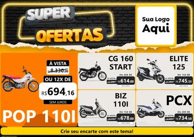 Modelo de Encarte para Encarte A4 Horizontal com o tema Super Ofertas para Concessionaria de Motos