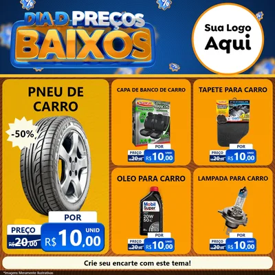 Modelo de Rede Social para Feed Facebook com o tema Dia D Preço Baixo para Auto peças