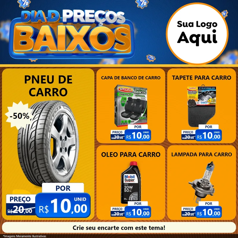 Modelo de Rede Social para Feed Facebook com o tema Dia D Preço Baixo para Auto peças