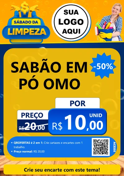 Modelo de Cartaz para Cartaz A4 Vertical com o tema Sábado da Limpeza para Produtos de Limpeza