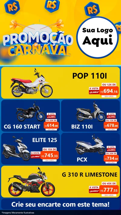 Modelo de TV para TV Vertical com o tema Promoção de Carnaval para Concessionaria de Motos