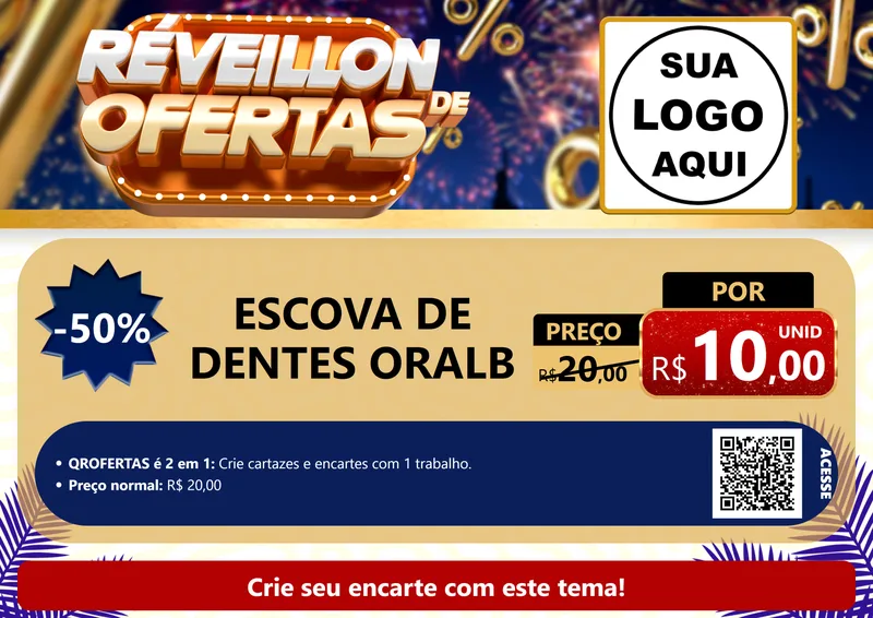 Modelo de Cartaz para Cartaz A4 Horizontal com o tema Réveillon de Ofertas para Higiene Pessoal