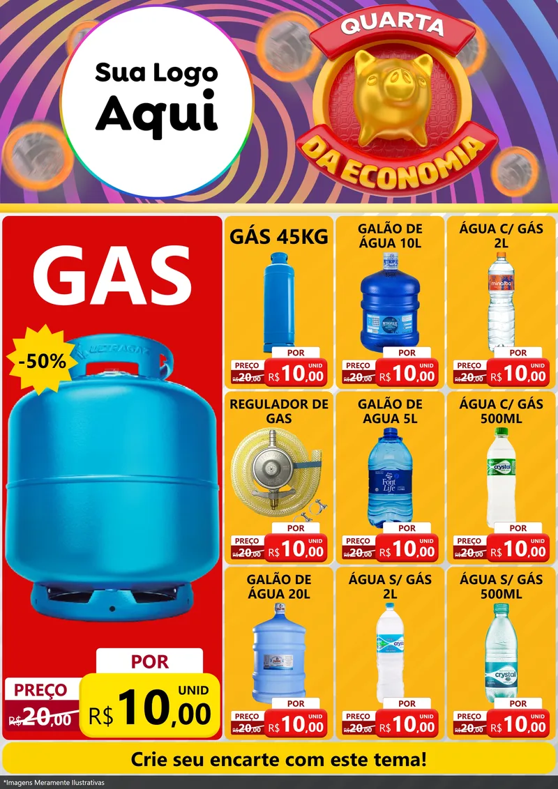 Modelo de Encarte para Encarte A4 Vertical com o tema Quarta da Economia para Água e gás