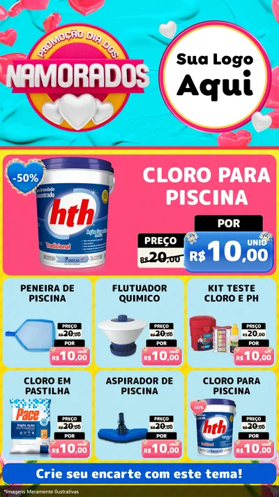Modelo de Rede Social para Stories com o tema Promoção Dia dos Namorados para Produtos para Piscina