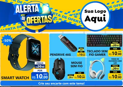 Modelo de Encarte para Encarte A4 Horizontal com o tema Alerta de Ofertas para Informática