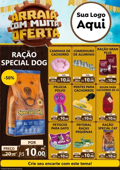 Modelo de Encarte para Encarte A4 Vertical com o tema Ofertas de São João - Junina para Pet Shop