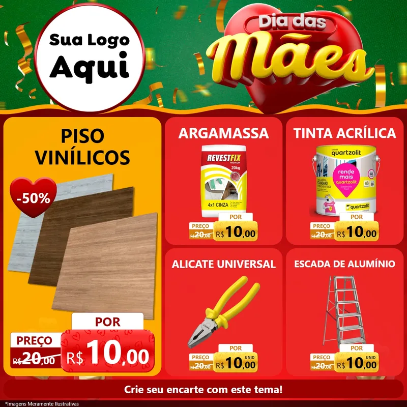 Modelo de Rede Social para Feed Facebook com o tema Dia das Mães para Material para Construção