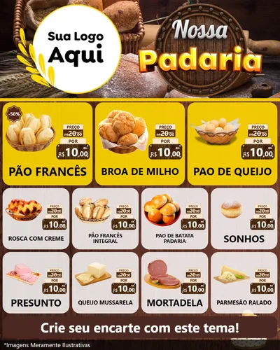 Modelo de Rede Social para Feed Instagram com o tema Nossa Padaria para Padaria
