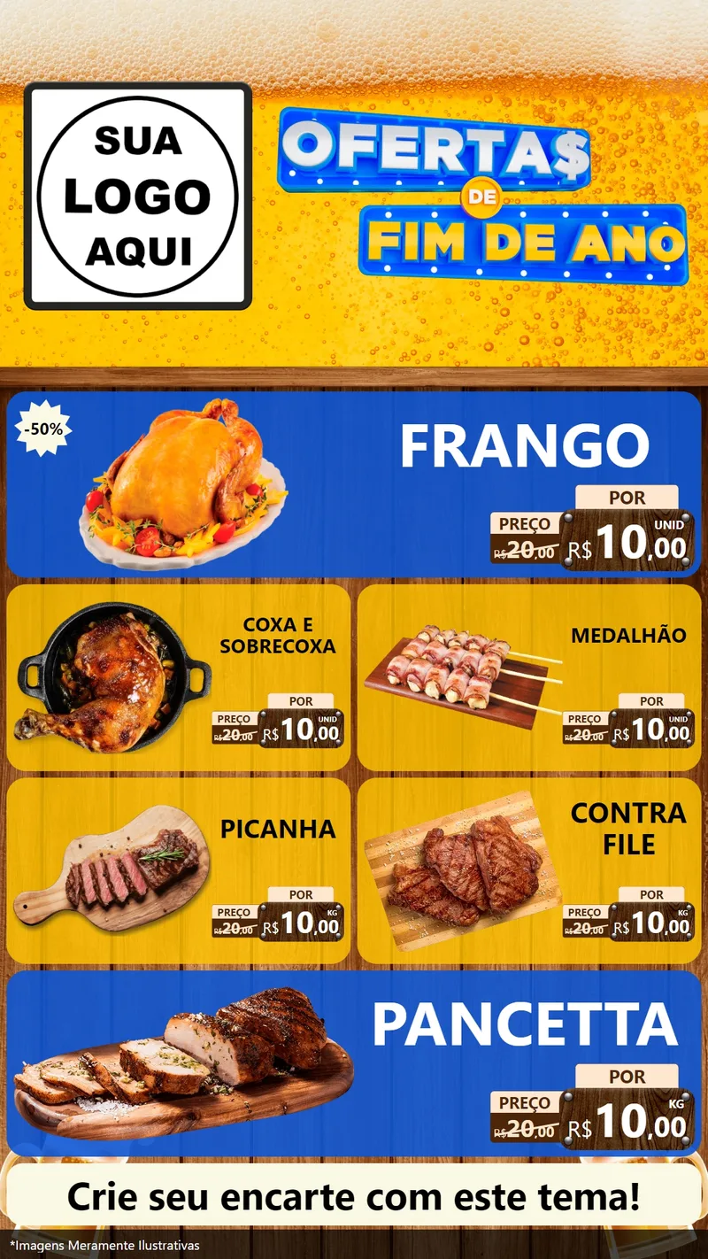 Modelo de TV para TV Vertical com o tema Ofertas de Fim de Ano para Assados