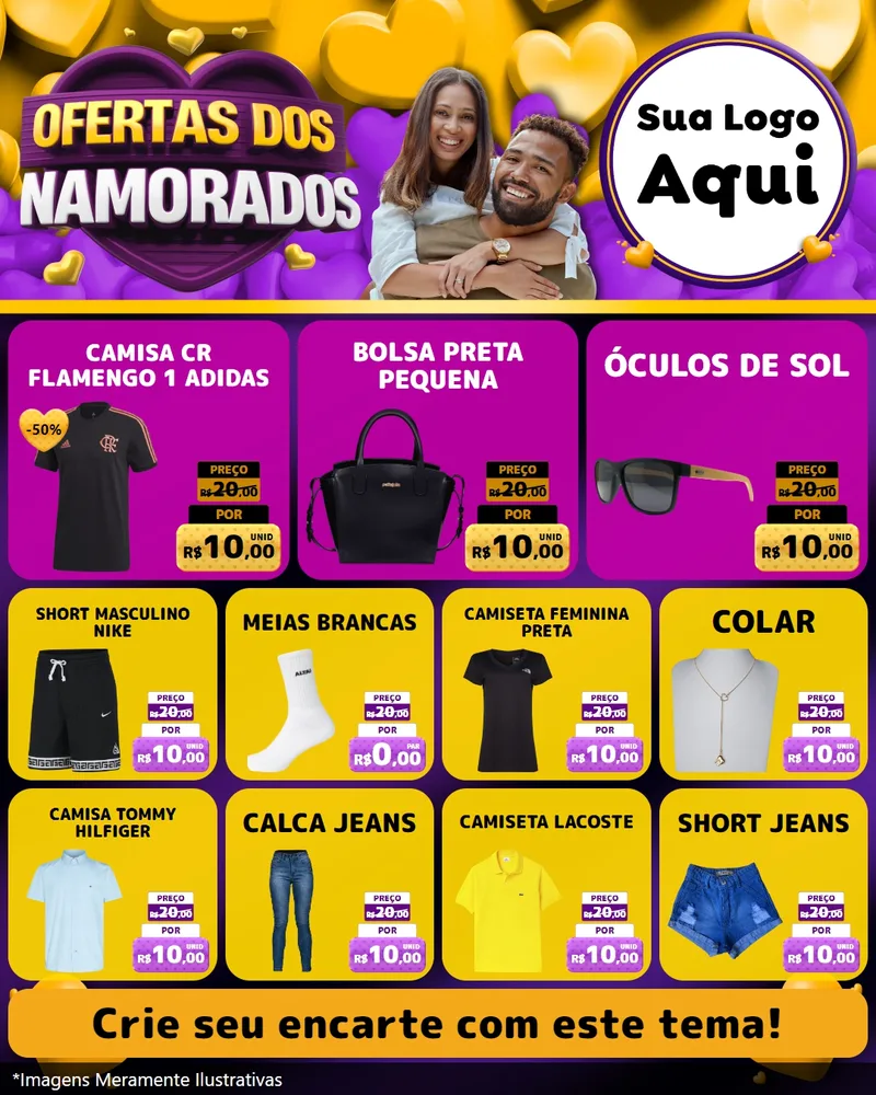 Modelo de Rede Social para Feed Instagram com o tema Oferta Dos Namorados para Roupas e acessórios