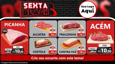Modelo de TV para TV Horizontal com o tema Sexta Black para Açougue