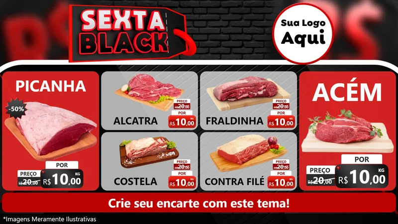 Modelo de TV para TV Horizontal com o tema Sexta Black para Açougue