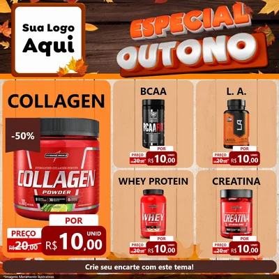 Modelo de Rede Social para Feed Facebook com o tema Especial Outono para Suplementos alimentares