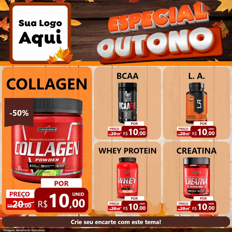 Modelo de Rede Social para Feed Facebook com o tema Especial Outono para Suplementos alimentares