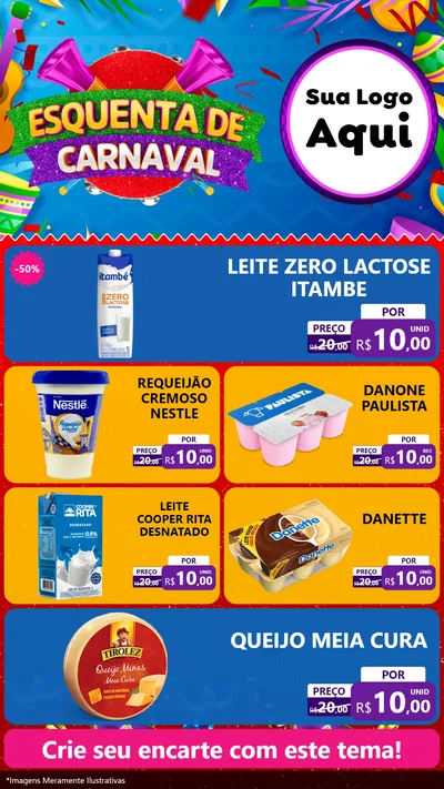 Modelo de TV para TV Vertical com o tema Esquenta de Carnaval para Frios e Laticínios
