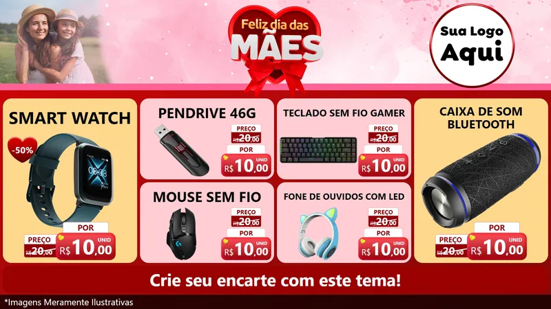 Modelo de TV para TV Horizontal com o tema Feliz Dia Das Mães para Informática
