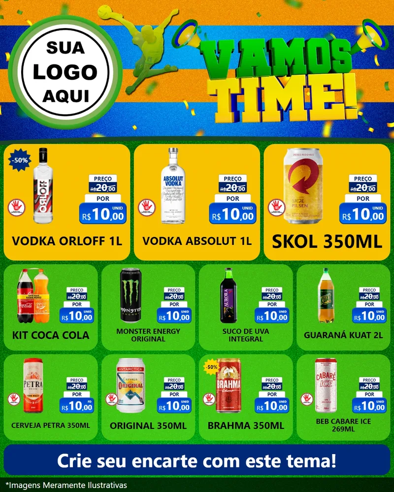 Modelo de Rede Social para Feed Instagram com o tema Vamos Time! para Distribuidora de bebidas