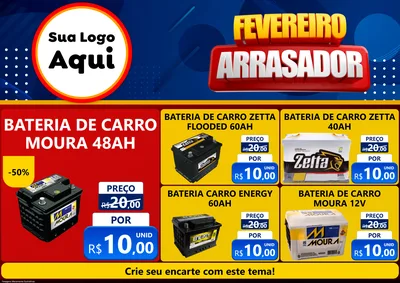 Modelo de Encarte para Encarte A4 Horizontal com o tema Fevereiro Arrasador para Baterias Elétricas