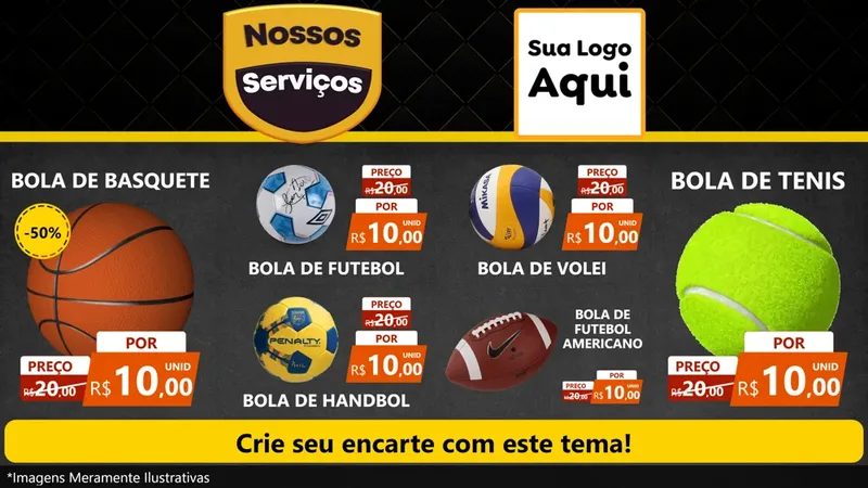 Modelo de TV para TV Horizontal com o tema Nossos Serviços para Artigos Esportivos