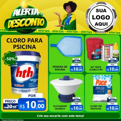 Modelo de Rede Social para Feed Facebook com o tema Alerta de Desconto para Produtos para Piscina