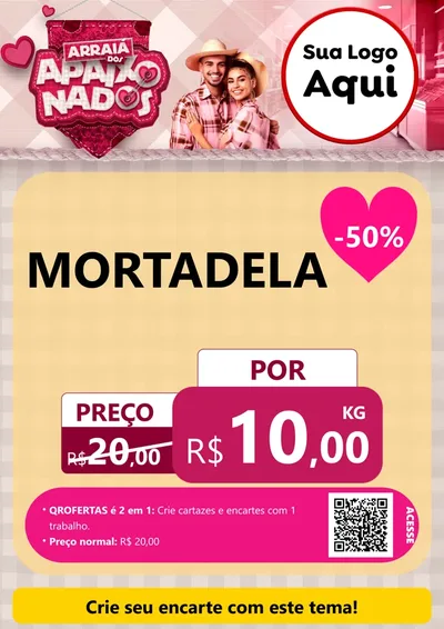 Modelo de Cartaz para Cartaz A4 Vertical com o tema Arraiá dos Apaixonados - Junina para Frios e Laticínios