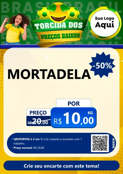 Modelo de Cartaz para Cartaz A4 Vertical com o tema Torcida dos Preços Baixos - Copa para Frios e Laticínios