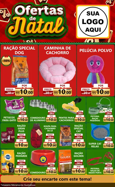 Modelo de Encarte para Encarte Grande com o tema Ofertas de Natal para Pet Shop