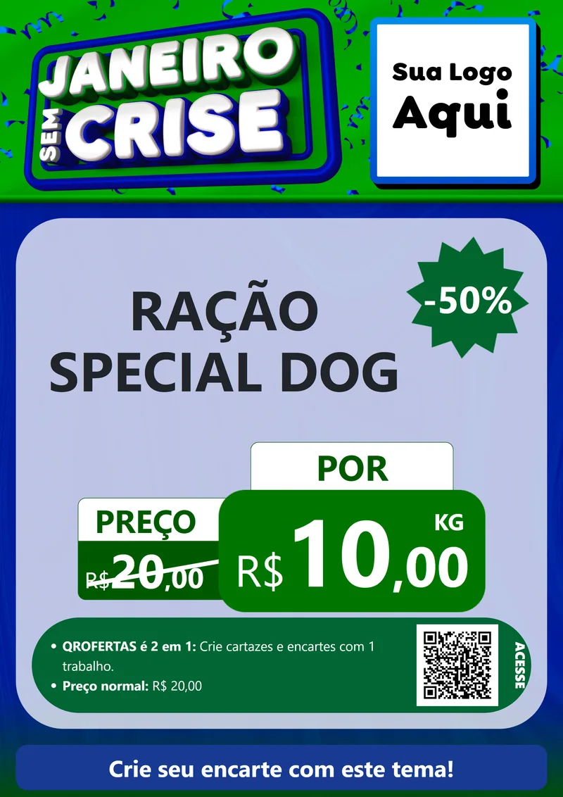 Modelo de Cartaz para Cartaz A4 Vertical com o tema Janeiro Sem Crise para Pet Shop