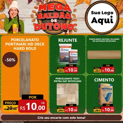 Modelo de Rede Social para Feed Facebook com o tema Mega Saldão de Outono para Pisos e revestimentos