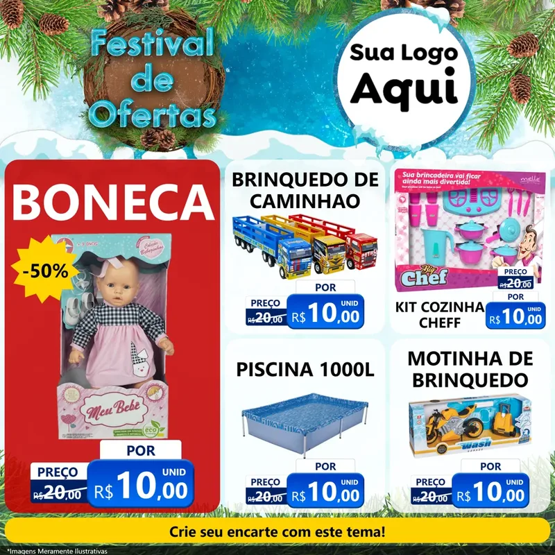 Modelo de Rede Social para Feed Facebook com o tema Festival de Ofertas - Inverno para Brinquedos