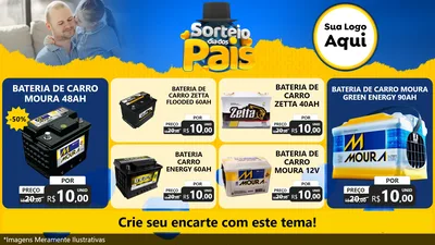Modelo de TV para TV Horizontal com o tema Sorteio Dia Dos Pais para Baterias Elétricas