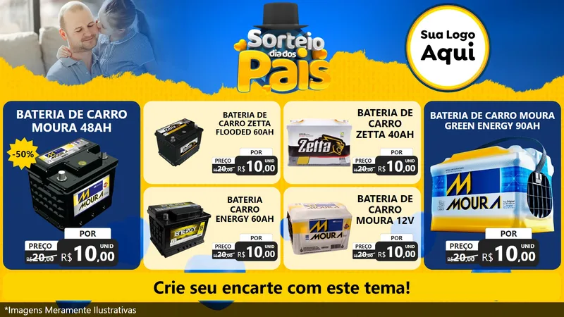Modelo de TV para TV Horizontal com o tema Sorteio Dia Dos Pais para Baterias Elétricas