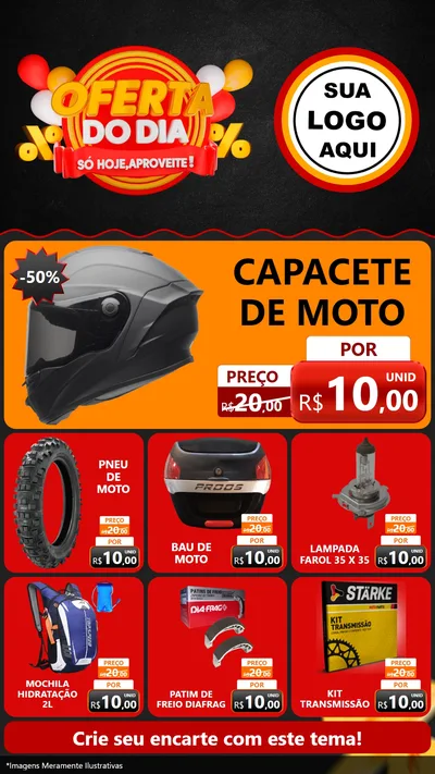 Modelo de Rede Social para Stories com o tema Oferta do Dia - Só hoje, Aproveite! para Moto peças