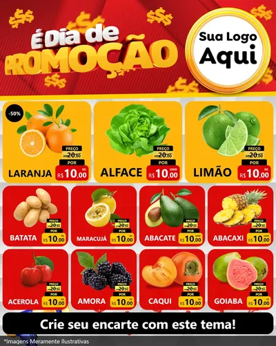 Modelo de Rede Social para Feed Instagram com o tema É Dia De Promoção para Hortifrúti
