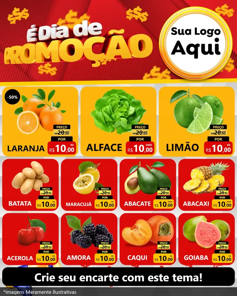 Modelo de Rede Social para Feed Instagram com o tema É Dia De Promoção para Hortifrúti