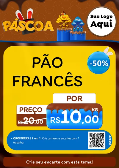 Modelo de Cartaz para Cartaz A4 Vertical com o tema Páscoa para Padaria