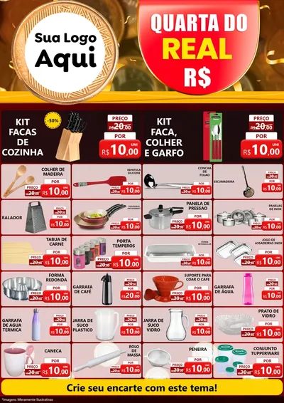 Modelo de Encarte para Encarte A4 Vertical com o tema Quarta do Real para Utilidades Domésticas