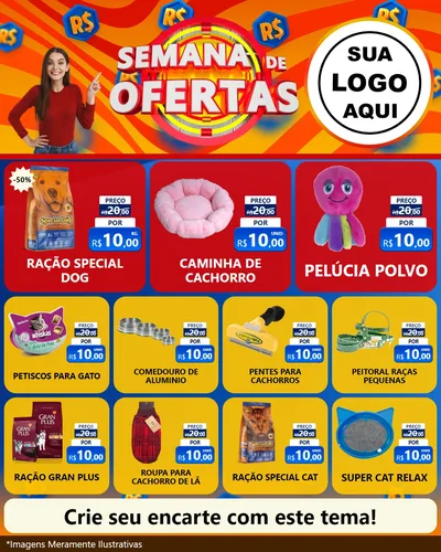 Modelo de Rede Social para Feed Instagram com o tema Semana de Ofertas para Pet Shop