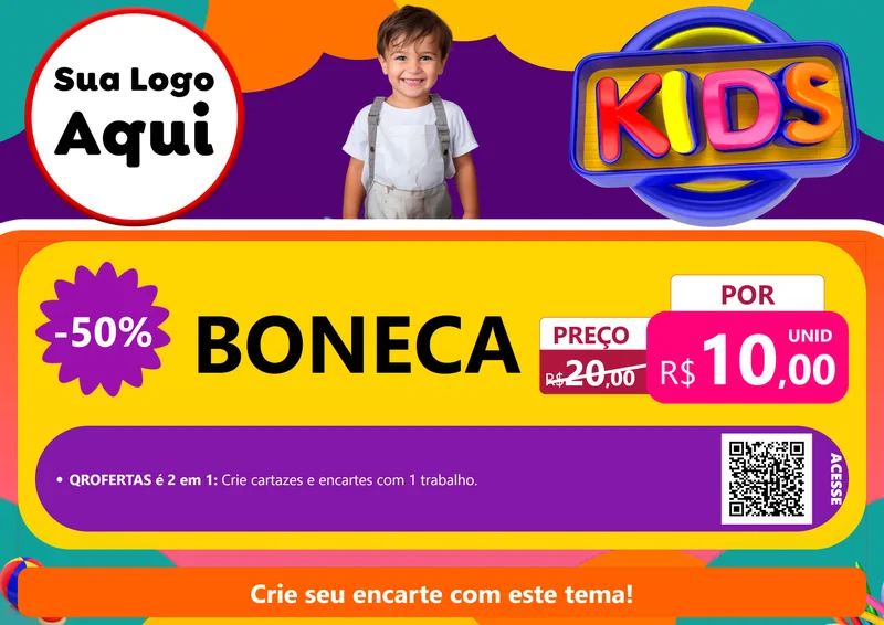 Modelo de Cartaz para Cartaz A4 Horizontal com o tema KIDS para Brinquedos