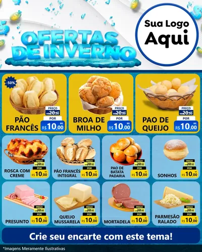 Modelo de Rede Social para Feed Instagram com o tema Ofertas de Inverno para Padaria