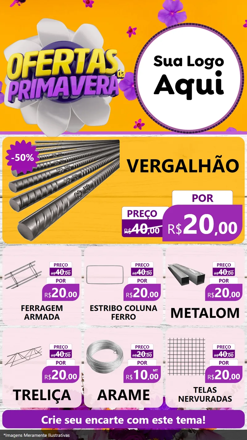 Modelo de Rede Social para Stories com o tema Ofertas Da Primavera para Ferragens