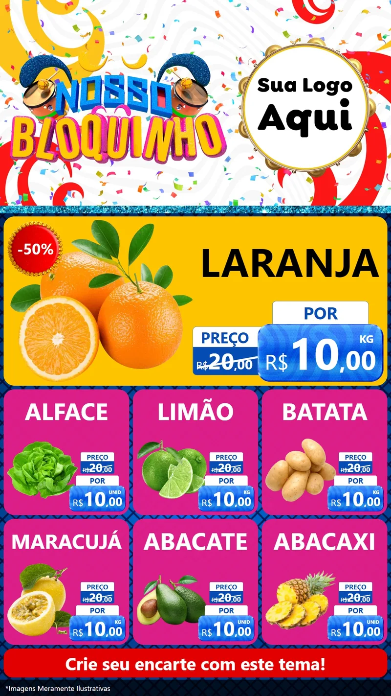 Modelo de Rede Social para Stories com o tema Nosso Bloquinho para Hortifrúti