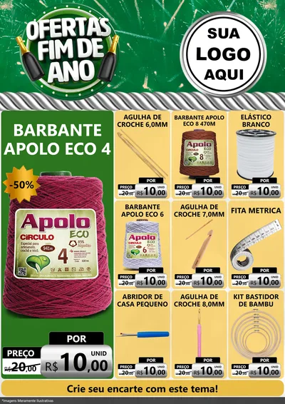 Modelo de Encarte para Encarte A4 Vertical com o tema Ofertas Fim de Ano para Armarinho e Aviamentos