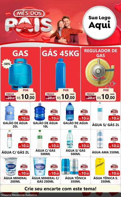 Modelo de Encarte para Encarte Grande com o tema Mês dos Pais para Água e gás