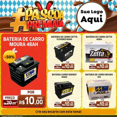 Modelo de Rede Social para Feed Facebook com o tema Páscoa Premiada para Baterias Elétricas